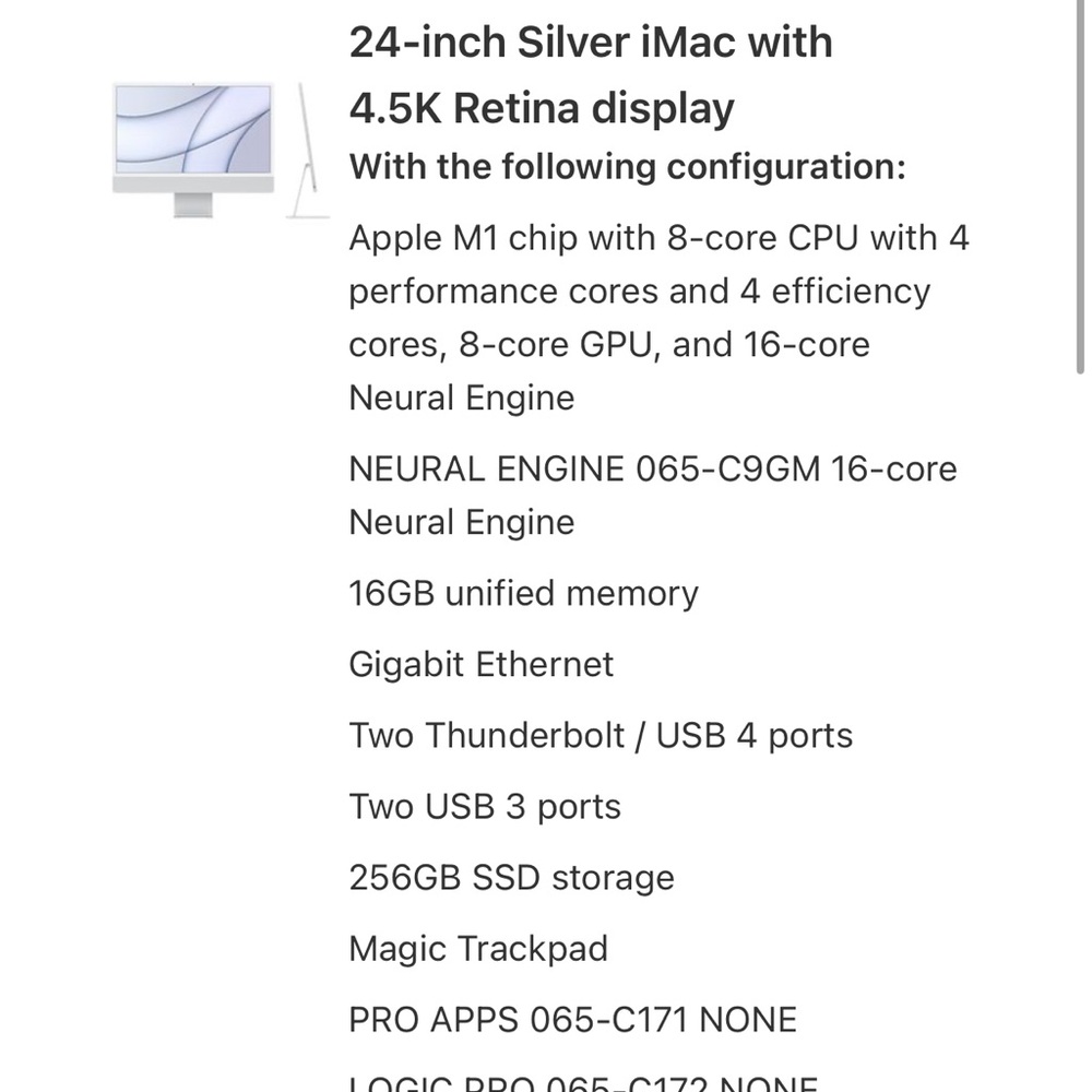 24-inch Silver iMac with 4.5K Retina display